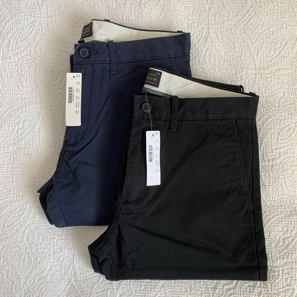 2 pairs J.Crew 484 Slim-fit broken-in chinos